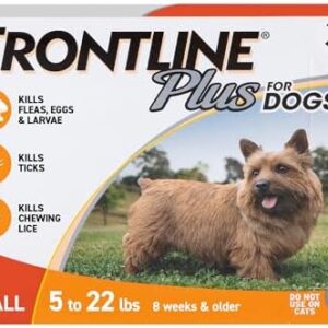 FRONTLINE® Plus for Dogs Flea and Tick Treatment (Small Dog, 5-22 lbs.) 3 Doses (Orange Box)
